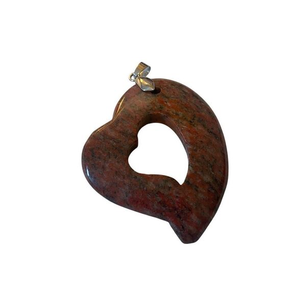 Open Heart-Shaped Jasper Pendant - Picture 3 of 5